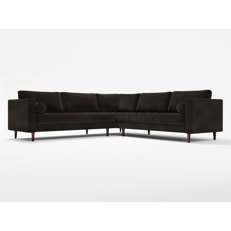 Scott Corner Leather Sofa Black Leather by Splendour Sofas