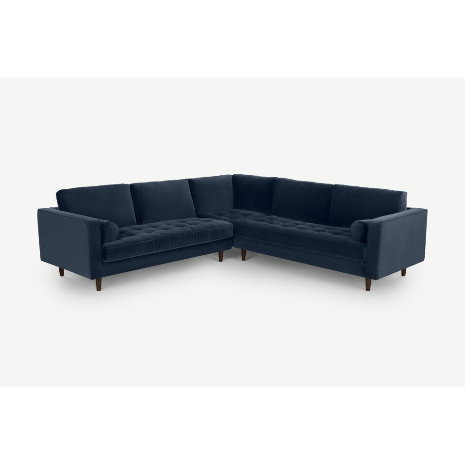 Scott Corner Sofa Navy Blue Velvet by Splendour Sofas