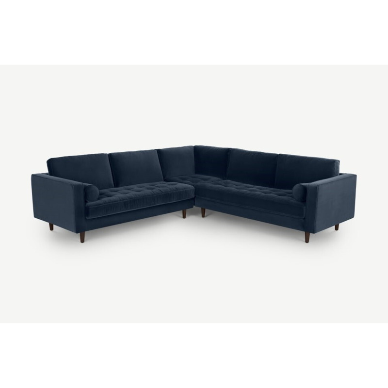 Scott Corner Sofa Navy Blue Velvet by Splendour Sofas