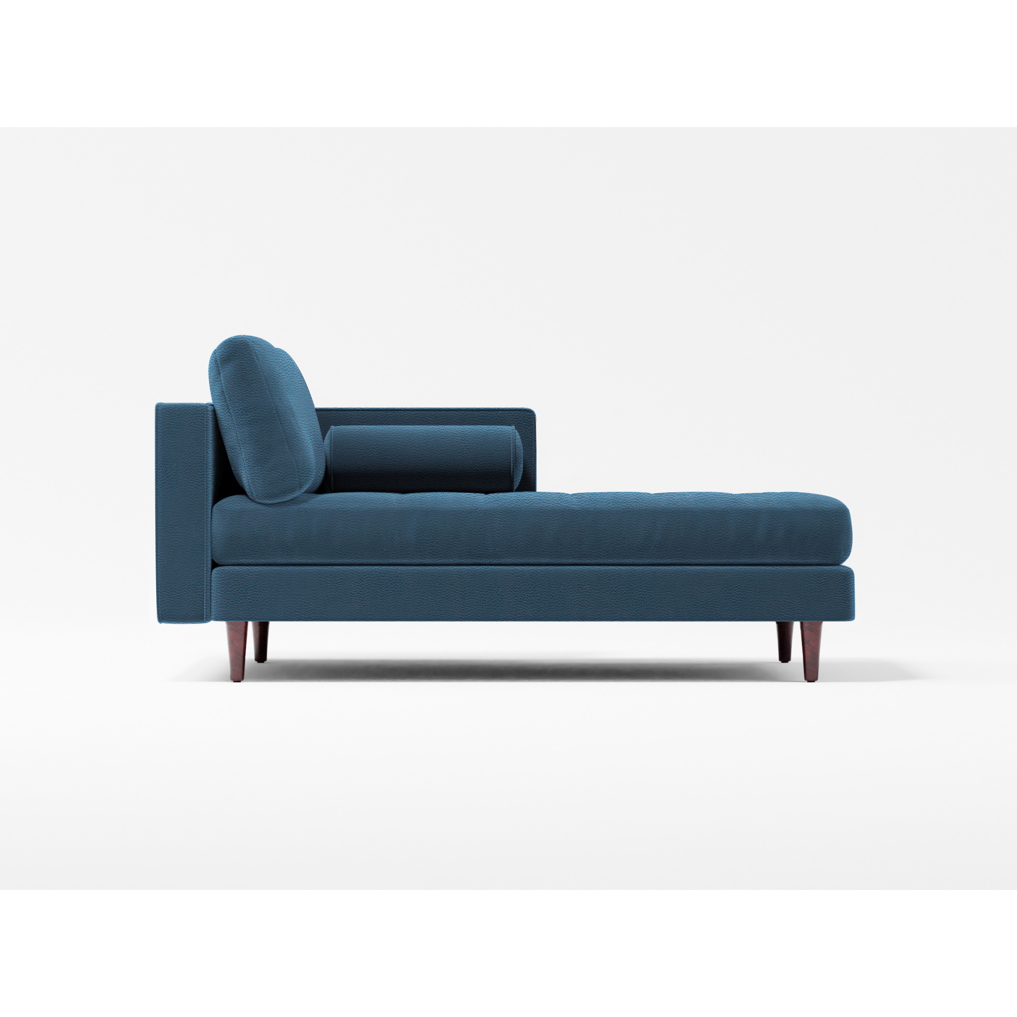 Scott Right Hand Chaise Lounge Navy Blue Leather by Splendour Sofas