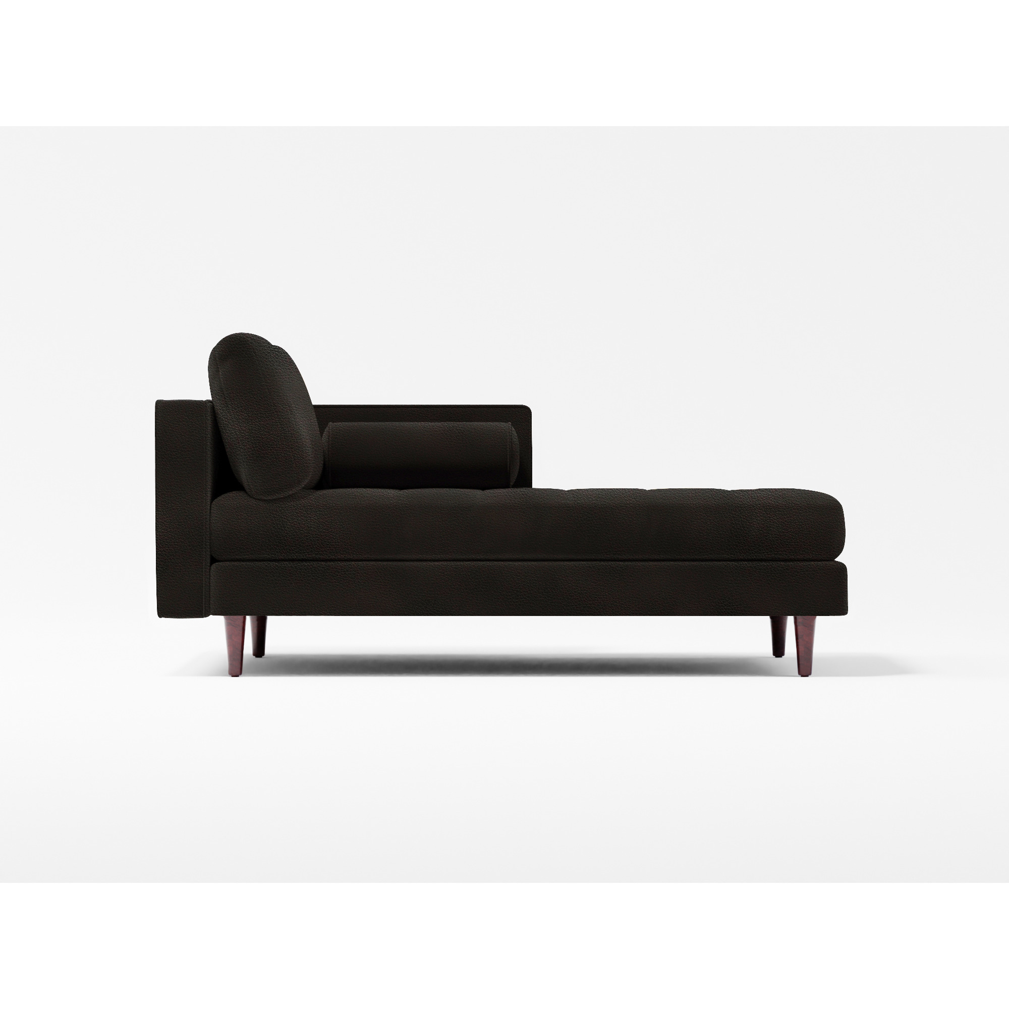 Scott Right Hand Chaise Lounge Black Leather by Splendour Sofas