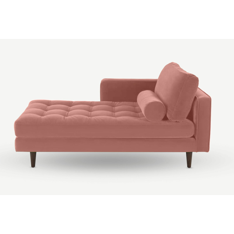 Scott Right Hand Chaise Lounge Blush Pink Velvet by Splendour Sofas ...