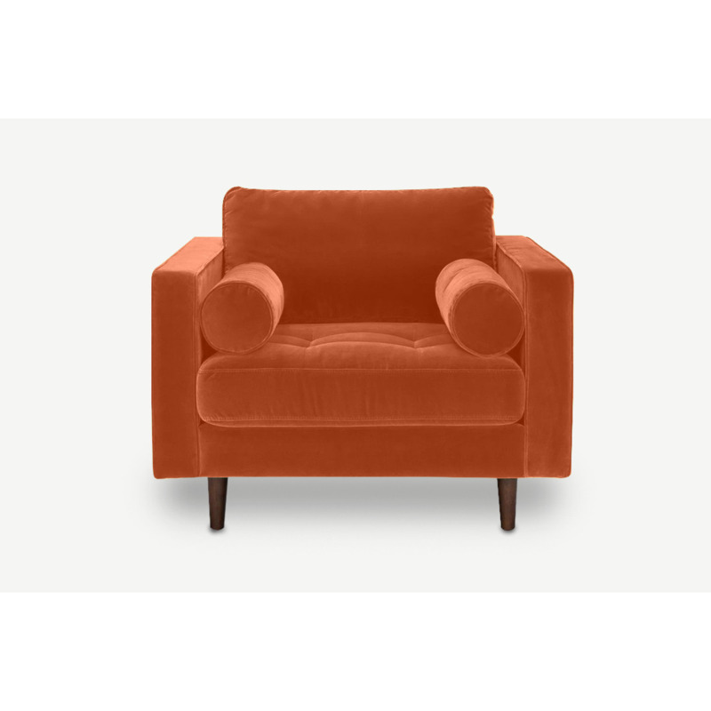 Hemingway Burnt Orange Velvet Armchair
