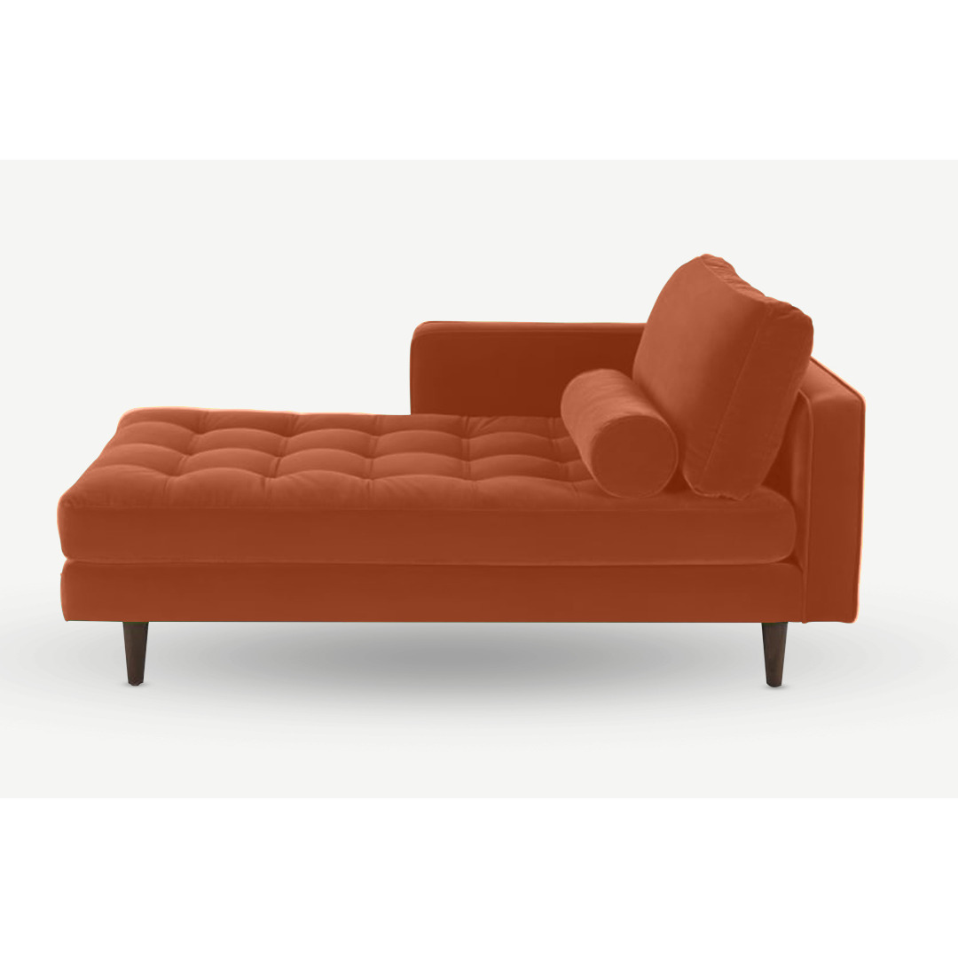 Scott Velvet Left Hand Chaise Lounge - Burnt Orange Velvet by Splendour ...