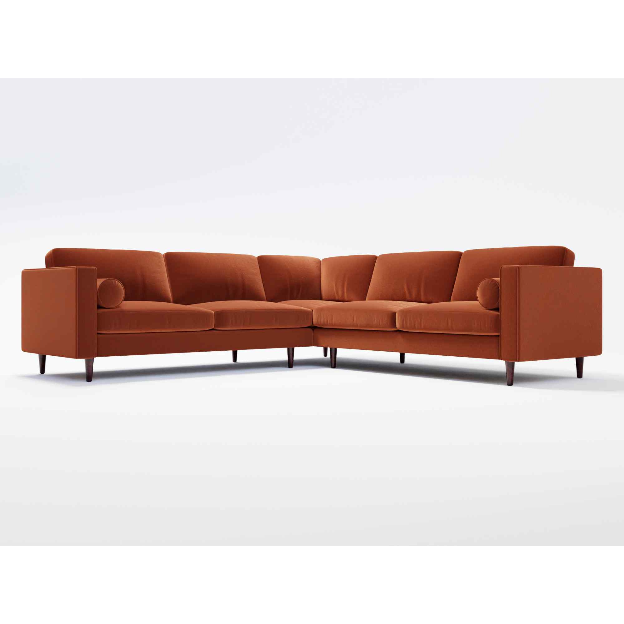 Hampton Corner Sofa Burnt Orange Velvet by Splendour Sofas