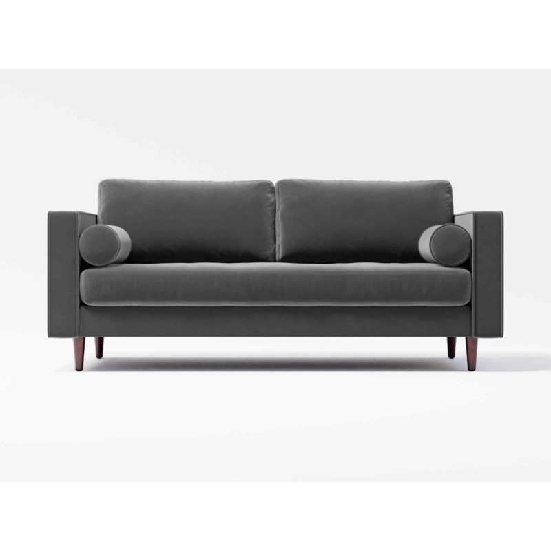 Jacob 2 Seater Sofa Light Grey Velvet by Splendour Sofas