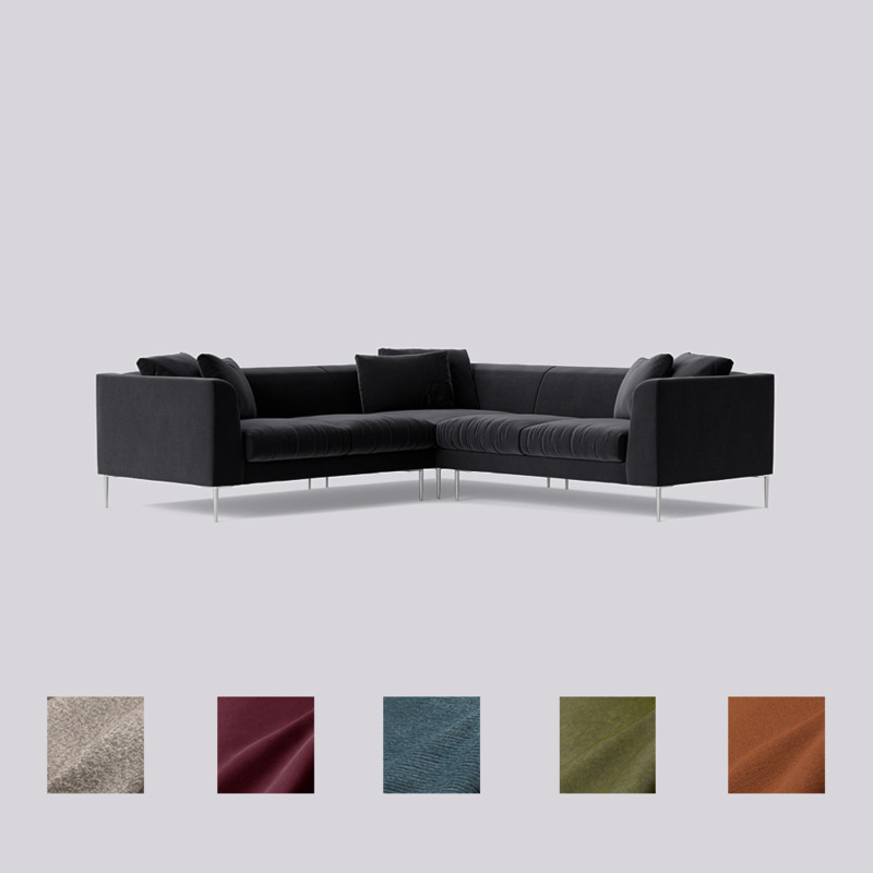 Swoon Alena FiveSeater Corner Sofa Grey Easy Velvet by Swoon