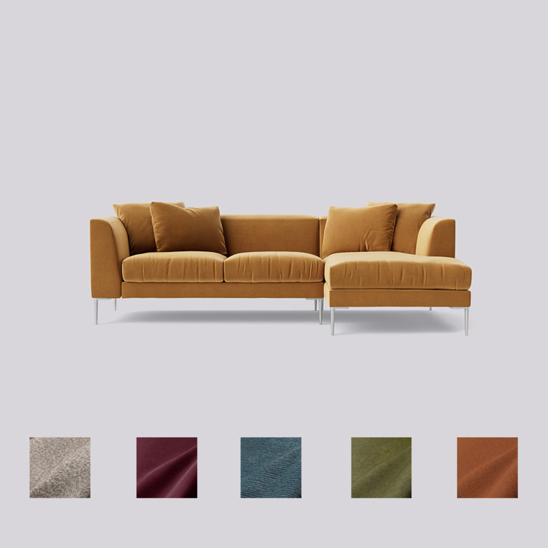 Swoon Alena RightHand Corner Sofa Brown Easy Velvet by Swoon