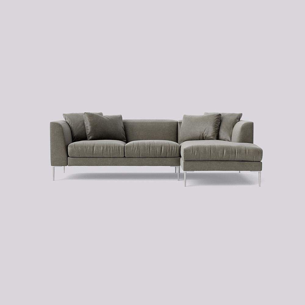 Swoon Alena RightHand Corner Sofa Grey Smart Leather by Swoon