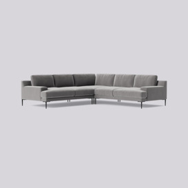 Swoon - Almera - Five-Seater Corner Sofa - Grey - Crushed Velvet