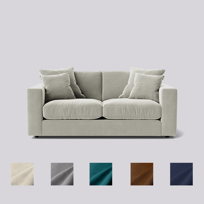 Swoon Althaea TwoSeater Sofa Light Grey Easy Velvet by Swoon