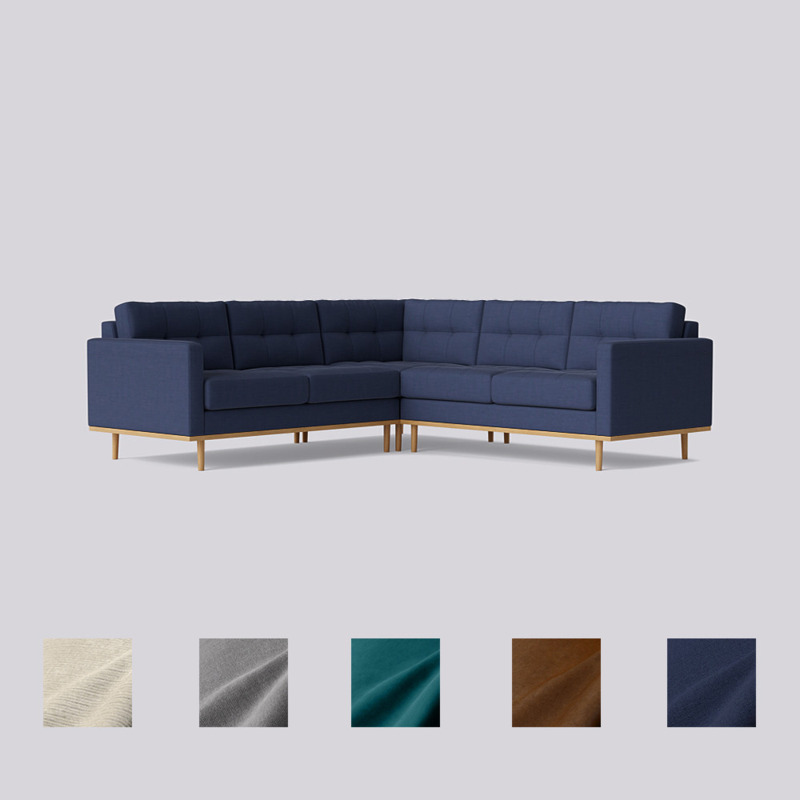 Swoon Berlin FiveSeater Corner Sofa Blue Wool by Swoon