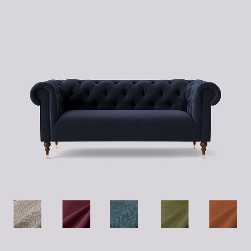 Swoon Briggs TwoSeater Sofa Blue Crushed Velvet by Swoon