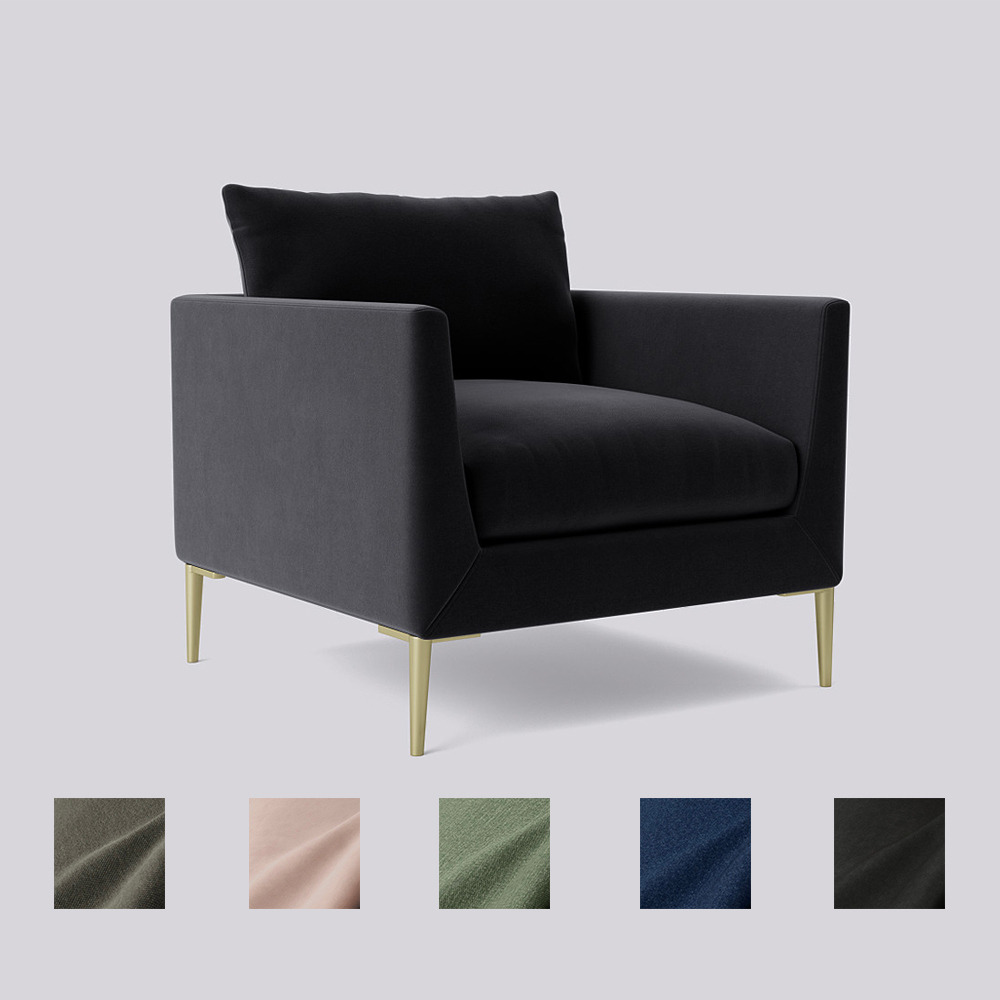 Swoon - Catalan - Armchair - Black - Easy Velvet