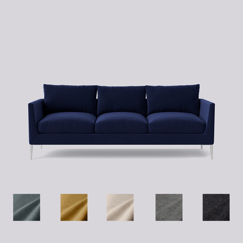 Swoon Catalan ThreeSeater Sofa Dark Blue Easy Velvet by Swoon