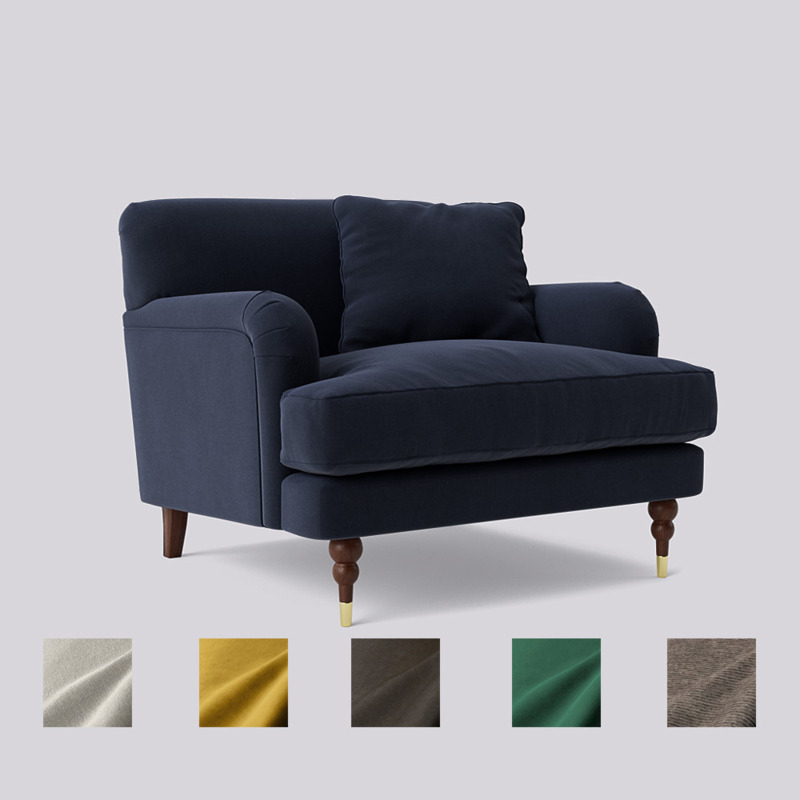 Swoon Chorley Armchair Blue Crushed Velvet by Swoon