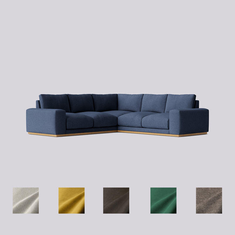 Swoon Denver FiveSeater Corner Sofa Dark Blue House Weave by