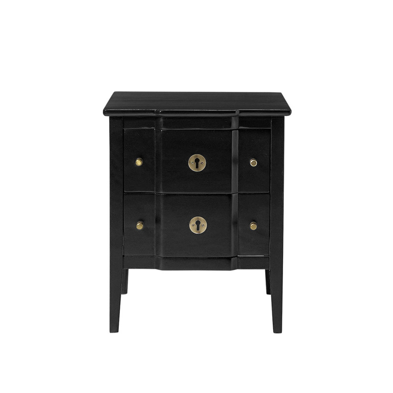 Swoon Duval Contemporary Bedside Table Black Mango Wood & Brass