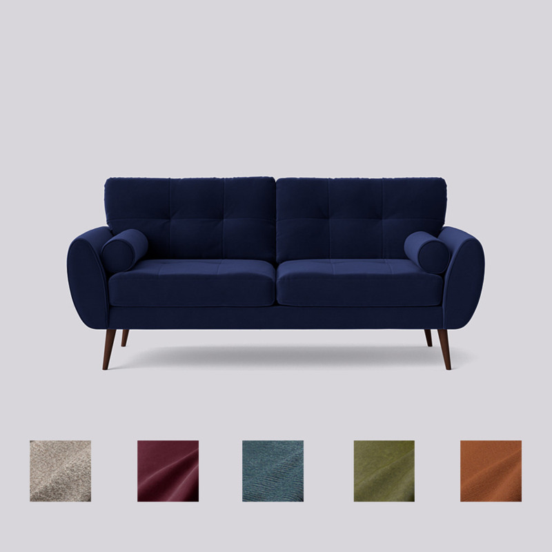 Swoon Egle ThreeSeater Sofa Dark Blue Easy Velvet by Swoon