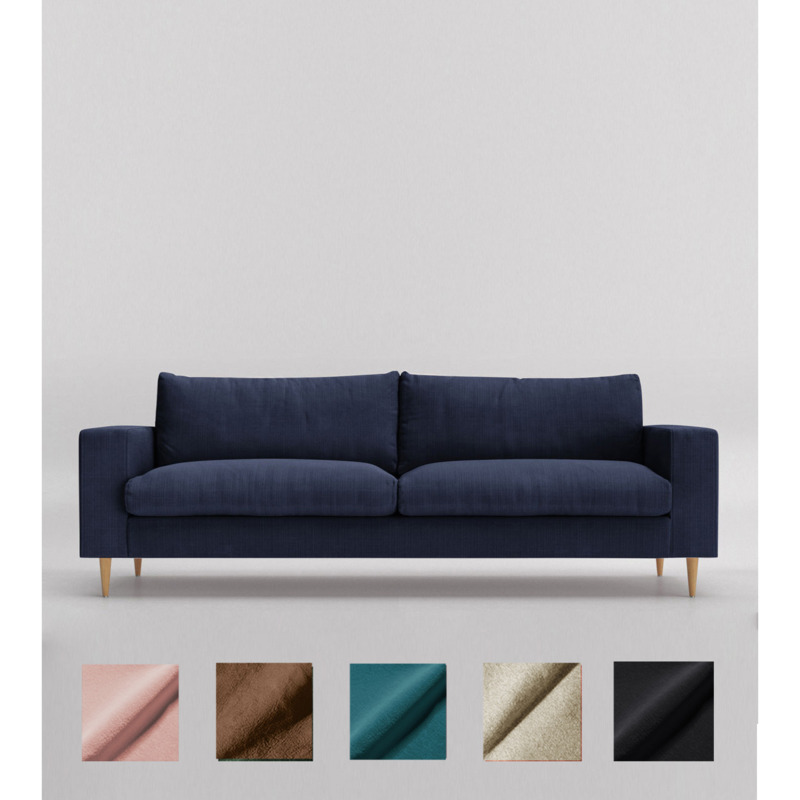 Swoon Evesham ThreeSeater Sofa Dark Blue House Weave by Swoon