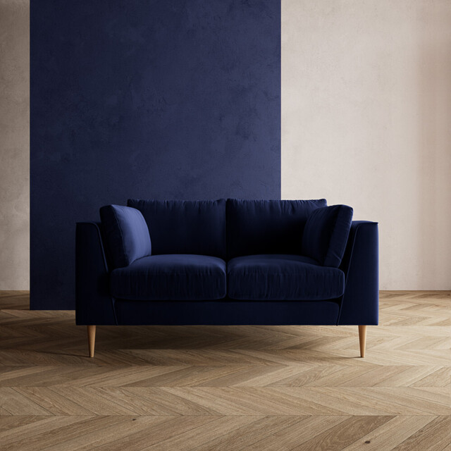 Swoon Nero, Two-Seater Sofa Ink Easy Velvet with Light Feet, Dark Blue ...