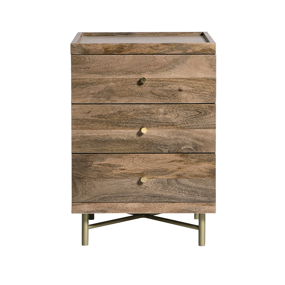 Swoon Halle ThreeDrawer Bedside Table MidCentury Style Brown