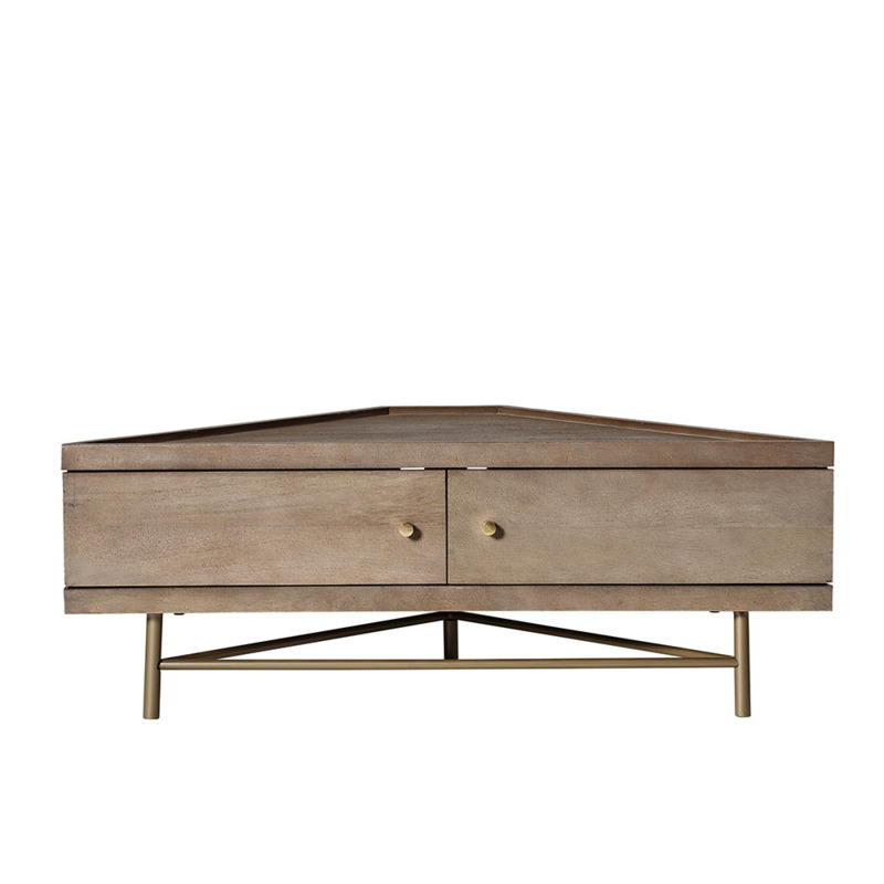 Swoon Halle MidCentury Modern Corner TV Unit Grey Mango Wood
