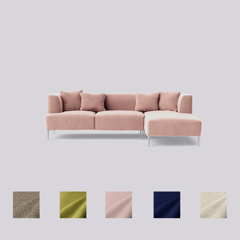 Swoon Kallas RightHand Corner Sofa Grey Easy Velvet by Swoon