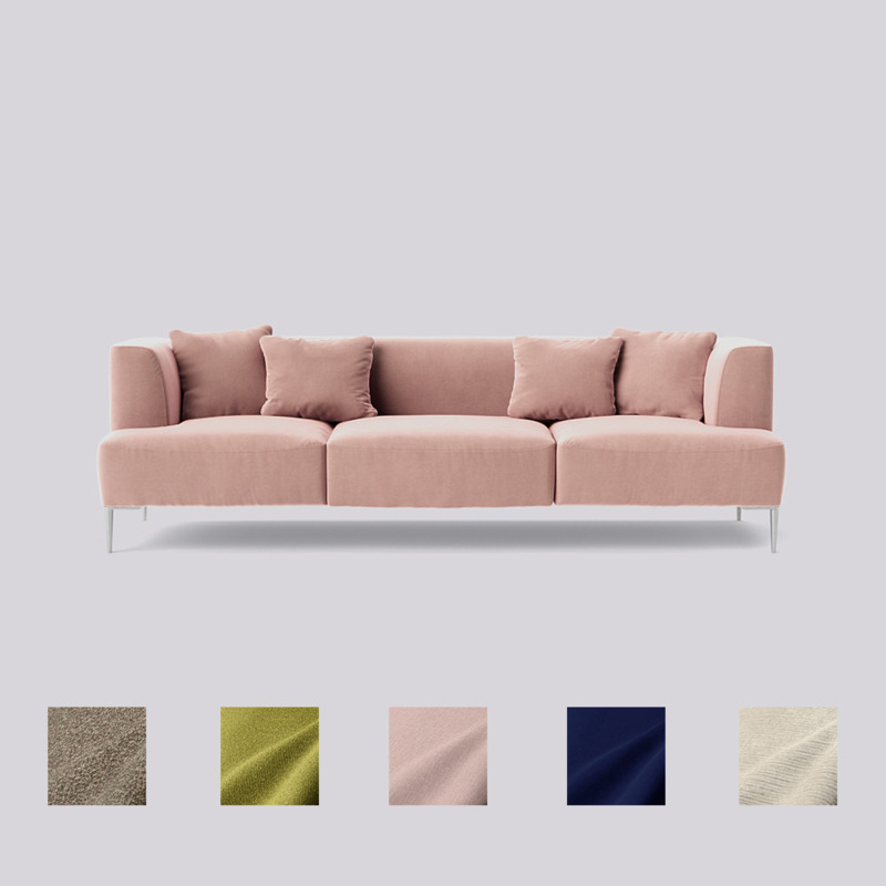 Swoon Kallas ThreeSeater Sofa Grey Easy Velvet by Swoon