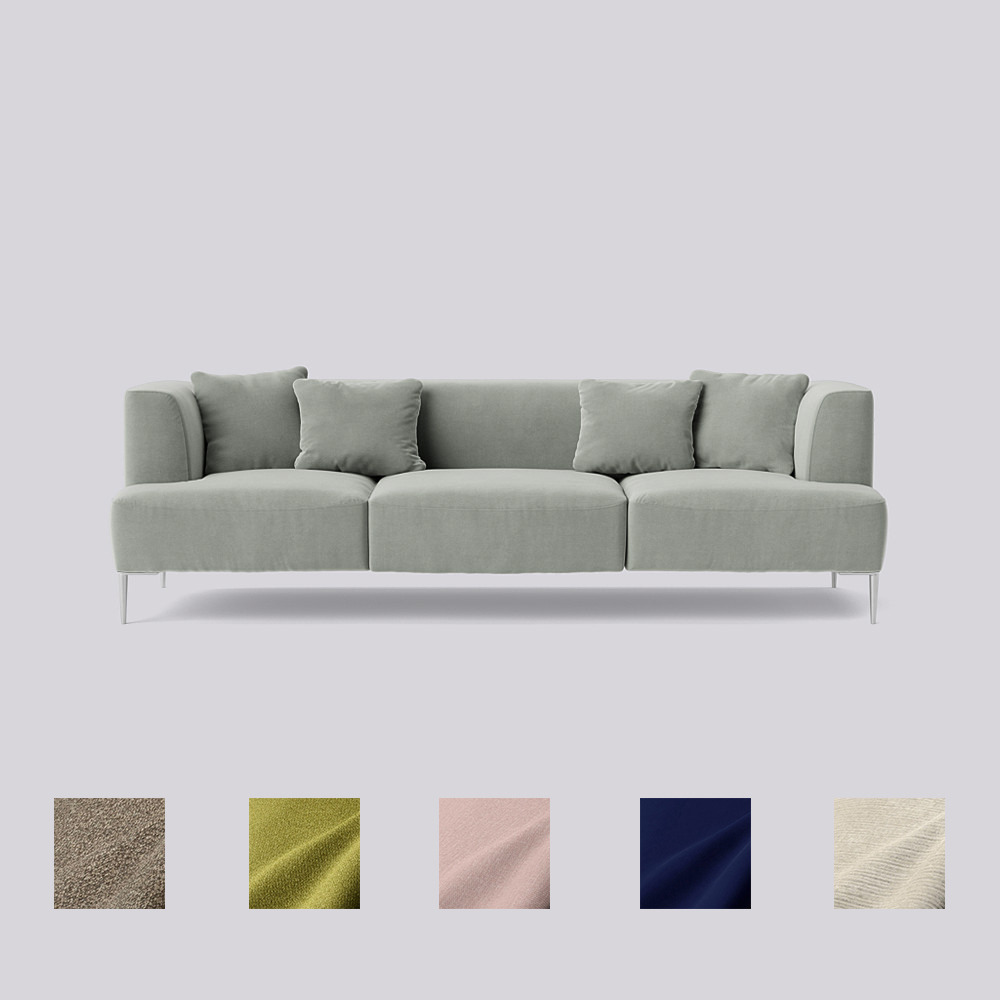 Swoon Kallas ThreeSeater Sofa Grey Easy Velvet by Swoon