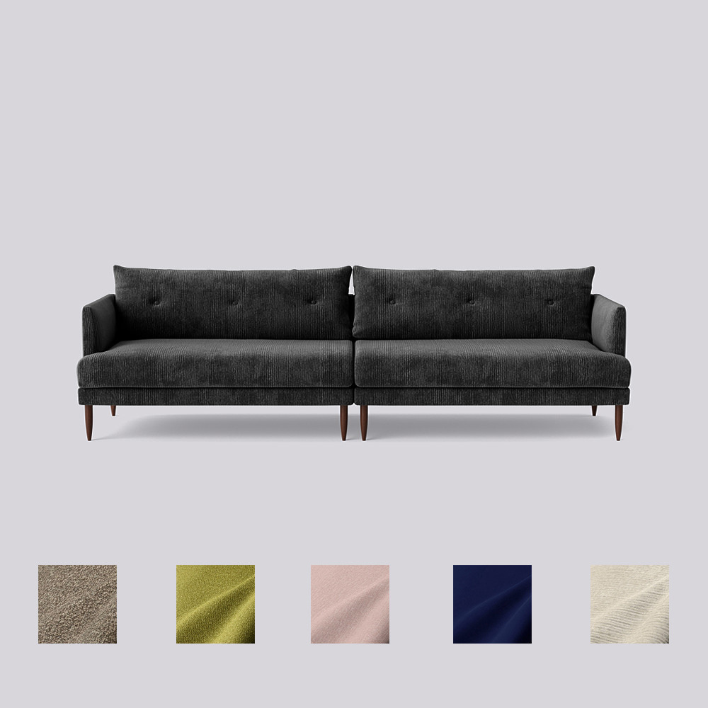 Swoon Kalmar FourSeater Sofa Black Cord by Swoon