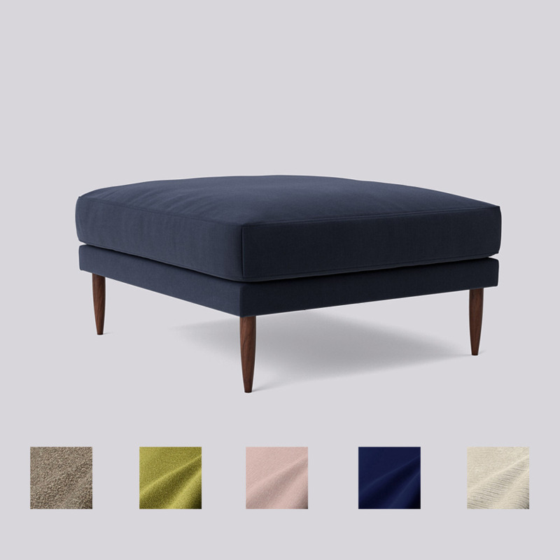 Swoon Kalmar Ottoman Blue Crushed Velvet by Swoon