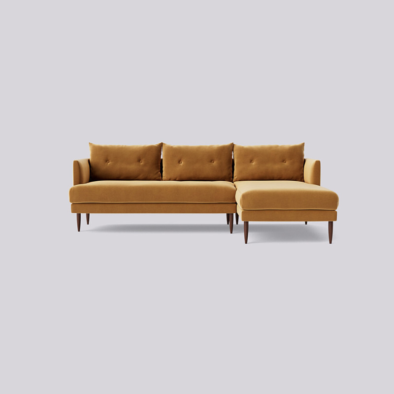 Swoon Kalmar RightHand Corner Sofa Brown Easy Velvet by Swoon