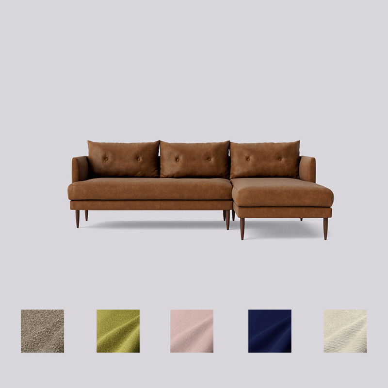 Swoon Kalmar RightHand Corner Sofa Brown Smart Leather by Swoon