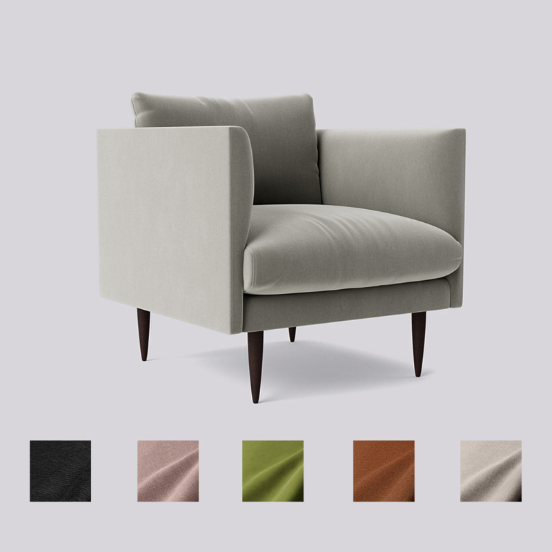 Swoon Luna Armchair Grey Crushed Velvet by Swoon