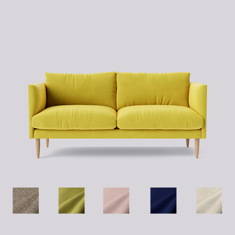 Swoon Luna TwoSeater Sofa Yellow Easy Velvet by Swoon