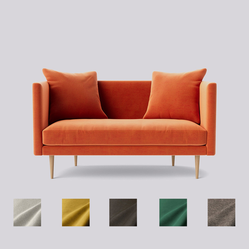 Swoon May TwoSeater Sofa Orange Easy Velvet by Swoon