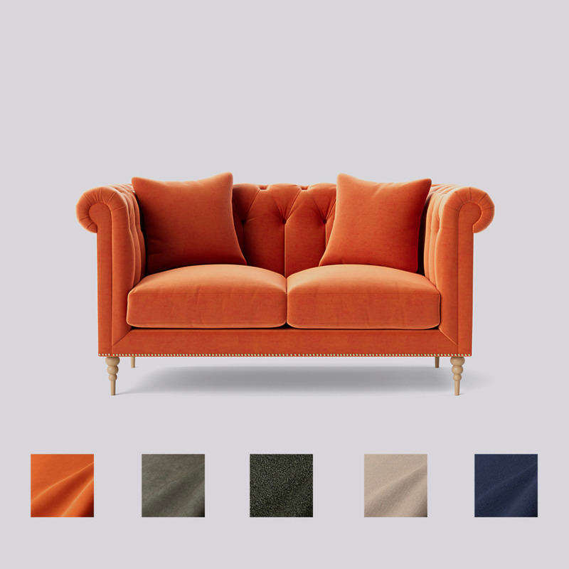 Swoon Milward TwoSeater Sofa Orange Easy Velvet by Swoon