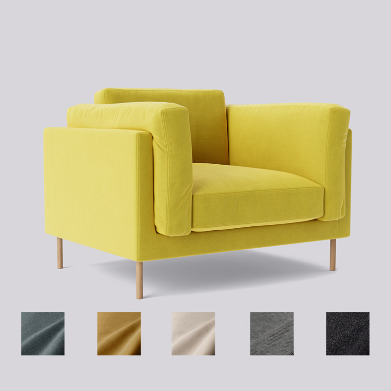 Swoon Munich Armchair Yellow Easy Velvet by Swoon