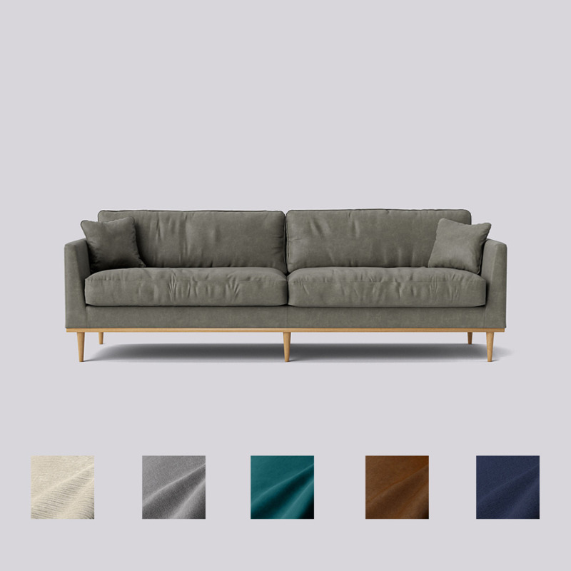 Swoon Norfolk FourSeater Sofa Grey Smart Leather by Swoon