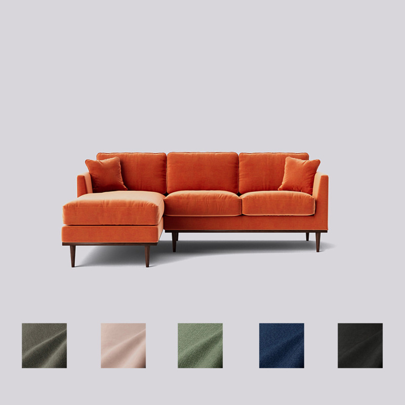 Swoon Norfolk LeftHand Corner Sofa Orange Easy Velvet by Swoon