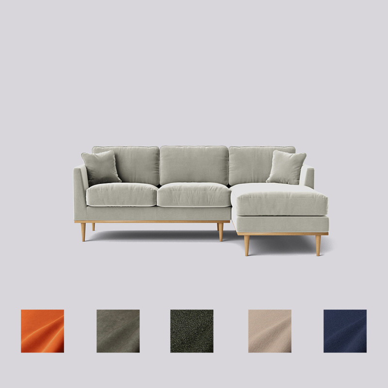 Swoon Norfolk RightHand Corner Sofa Light Grey Easy Velvet by