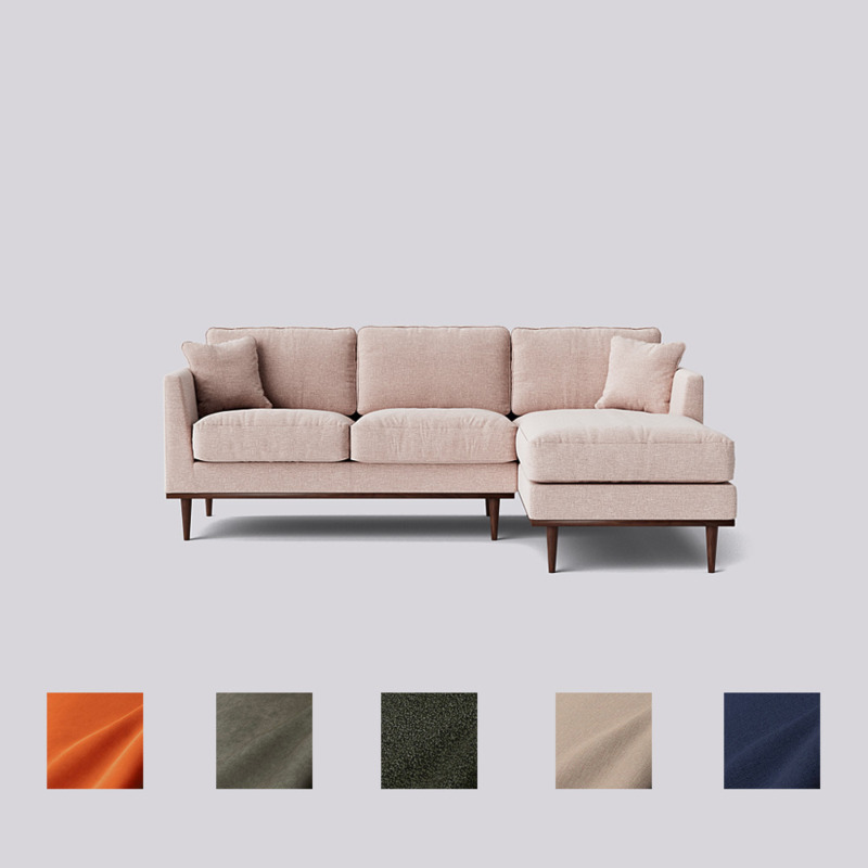 Swoon Norfolk RightHand Corner Sofa Pink House Weave by Swoon