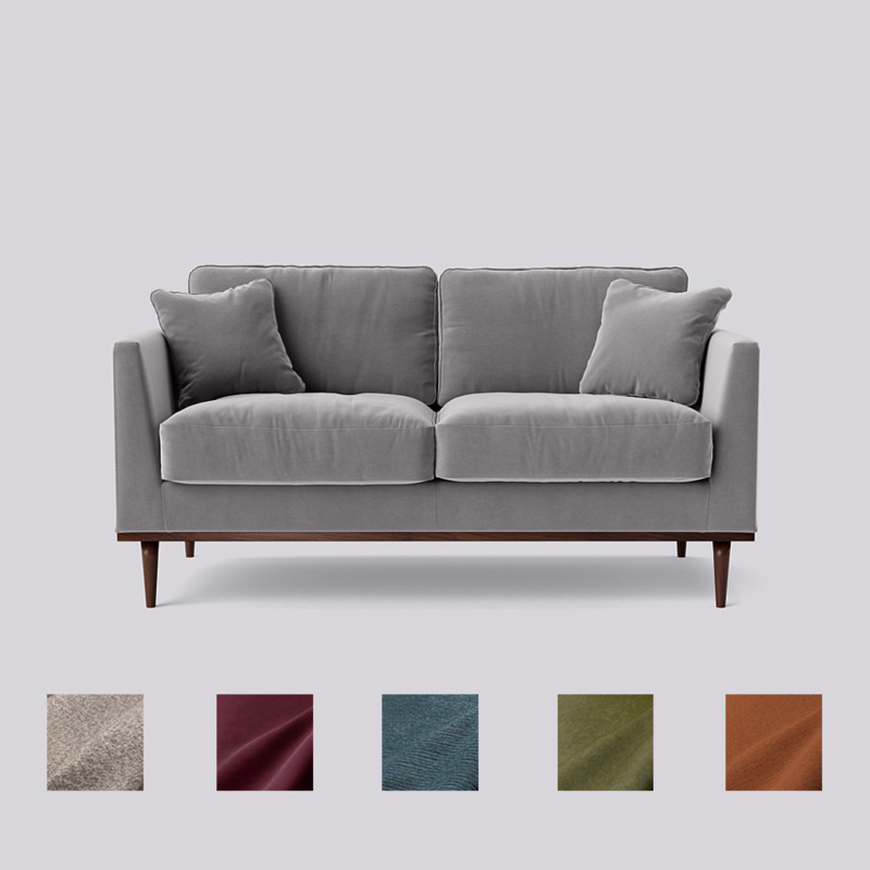 Swoon Norfolk TwoSeater Sofa Grey Easy Velvet by Swoon
