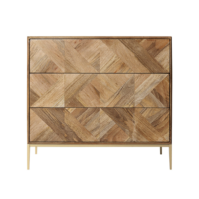 Swoon Norrebro Contemporary ThreeDrawer Chest Of Drawers Patterned Mango Wood by Swoon