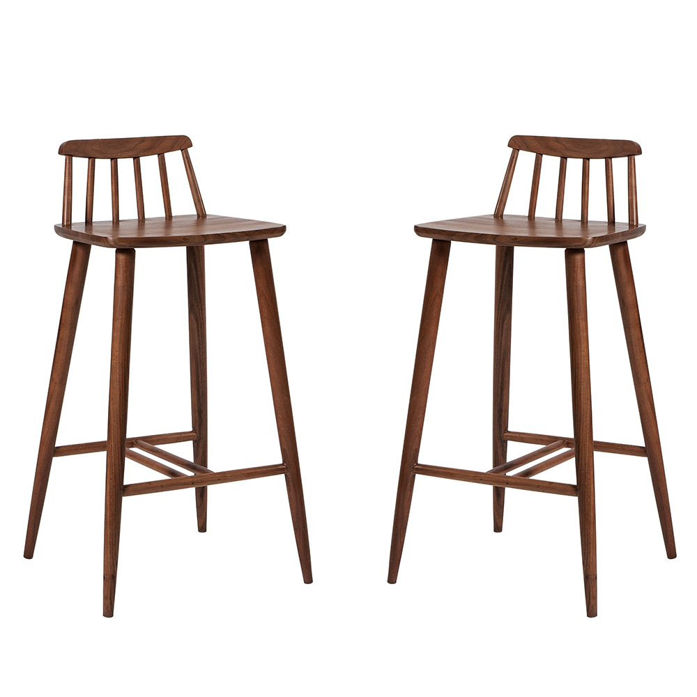 Swoon Ollie Contemporary Bar Stools Set Of Two Brown Acacia