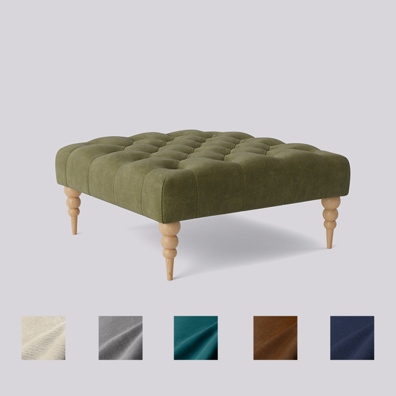 Swoon Plymouth Ottoman Green Smart Leather by Swoon