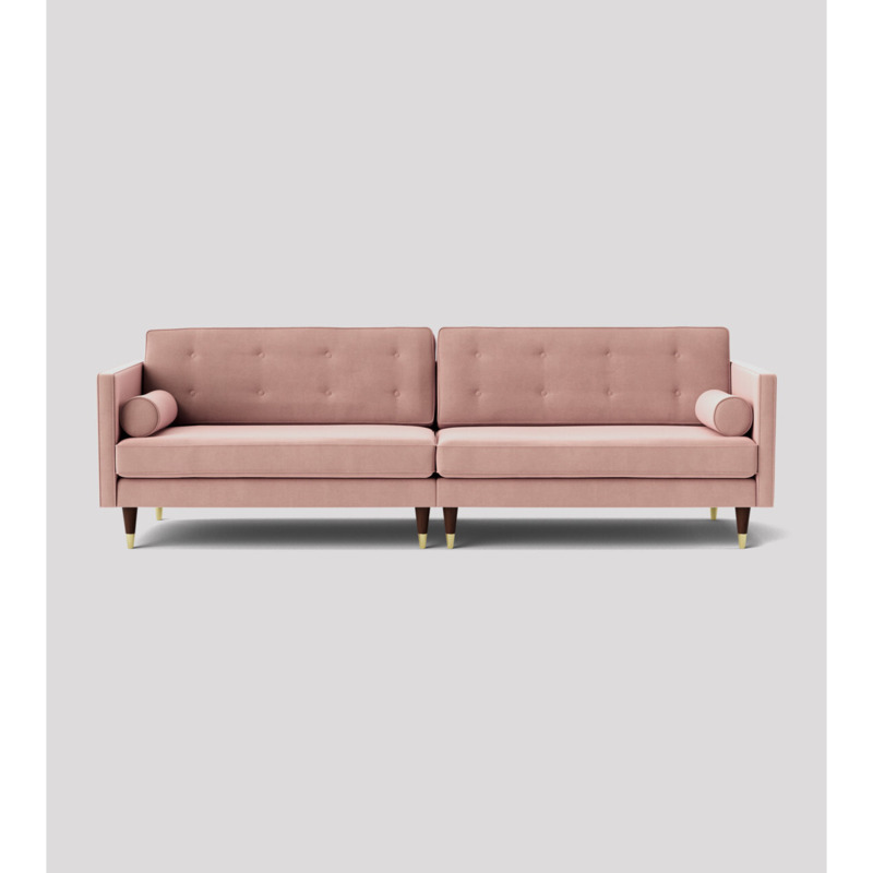 Swoon Porto FourSeater Sofa Pink Easy Velvet by Swoon