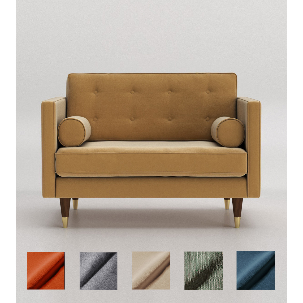 Swoon Porto RightHand Corner Sofa Brown Easy Velvet by Swoon