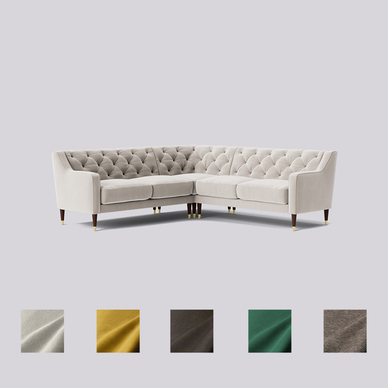 Swoon Pritchard FiveSeater Corner Sofa White Crushed Velvet by
